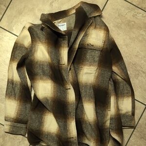 Old Navy Brown and Cream Plaid Shirt